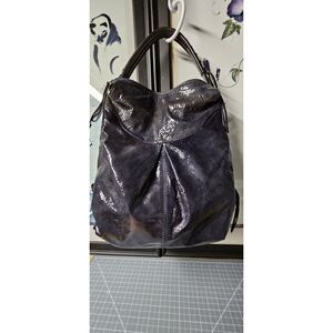 Francesco Biasia Dana Pleated HOBO shoulder navy blue bag Genuine glazed leather